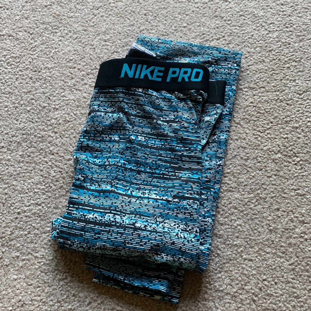 Nike Pro Blue Striped Leggings